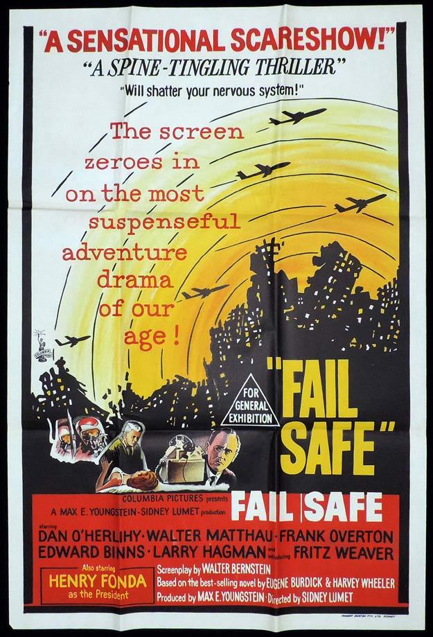 Zeskanowany i nieco pogięty plakat filmu "Fail-Safe" aka "Czerwona Linia" z 1964 roku.